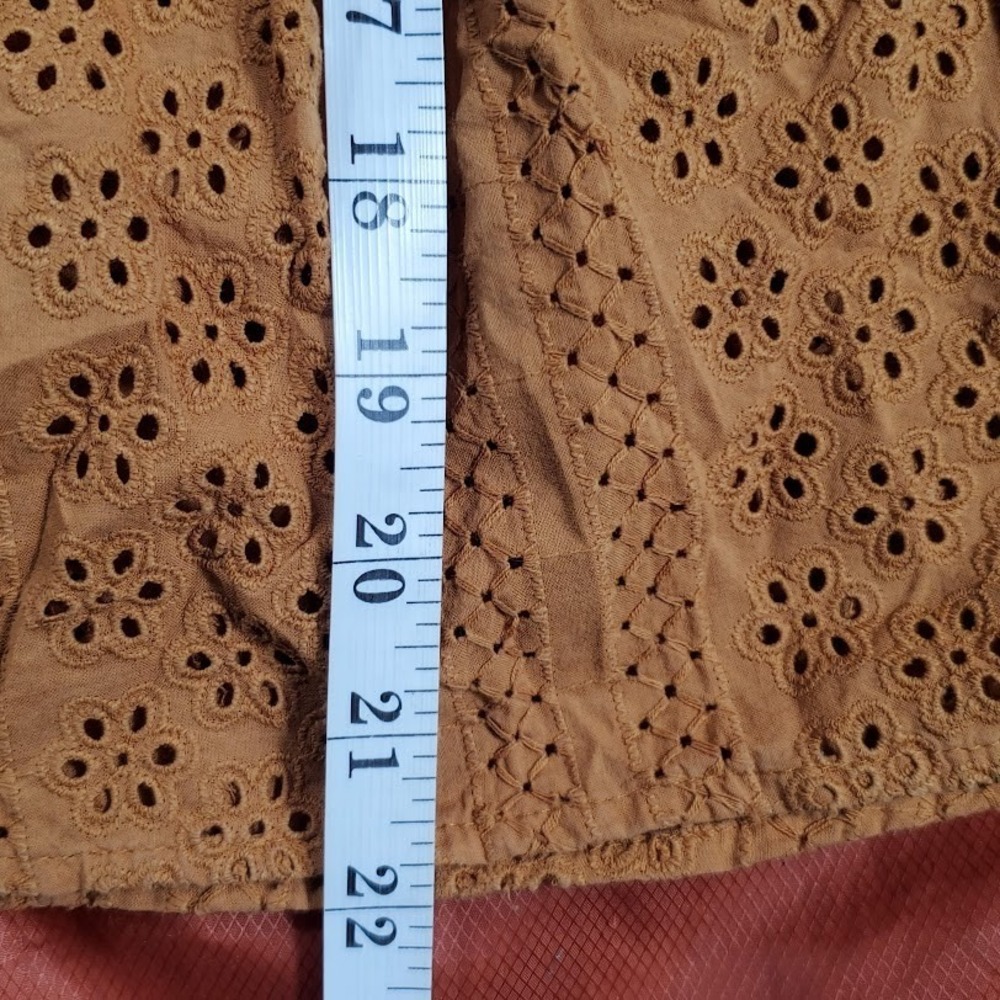 Madewell Eyelet Women‎ Medium Double Tie Peasant Top Long Sleeve Boho True Brown - Picture 13 of 14